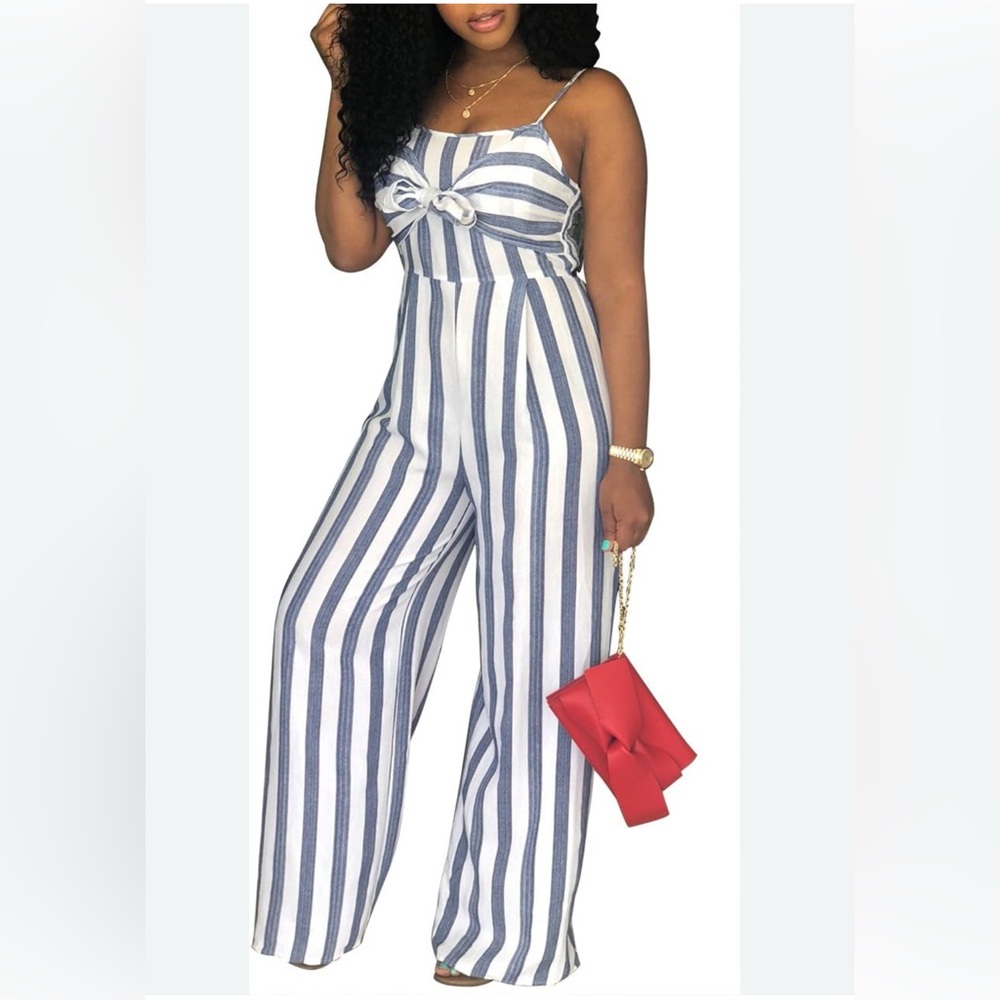 Woman’s striped wide-leg jumpsuit size M